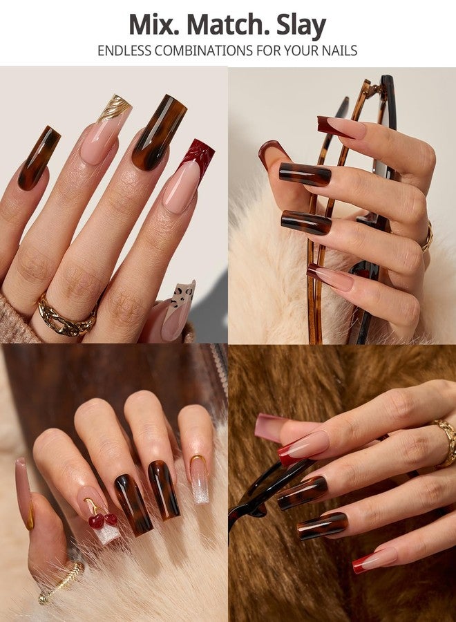btartboxnails أظافر BTArtboxnails SOFTCOATTIPS اللاصقة - أظافر لاصقة طويلة مربعة الشكل بلون صدفة السلحفاة، 90 قطعة من أطراف الأظافر الجل الناعمة القابلة للإزالة بجودة صالونات التجميل، متوفرة بـ 15 مقاسًا - Image 4